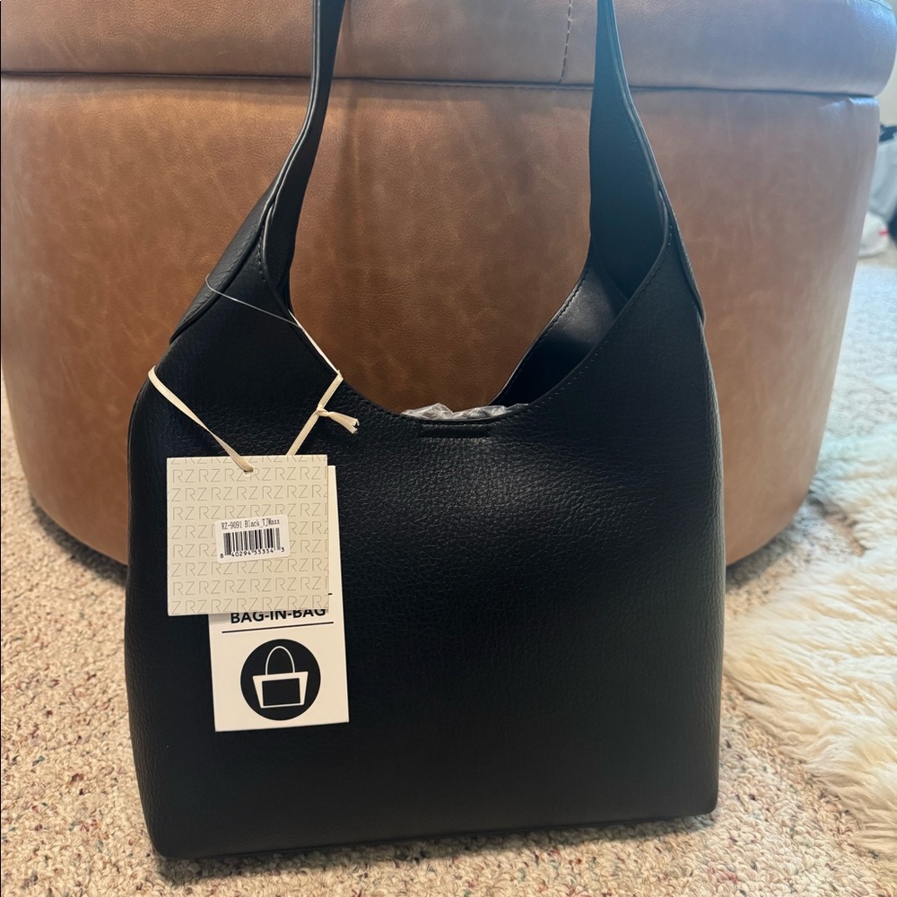 Rachel Zoe. Black leather bag. Extra compartment bag inside, shown in picture. - Picture 2 of 6